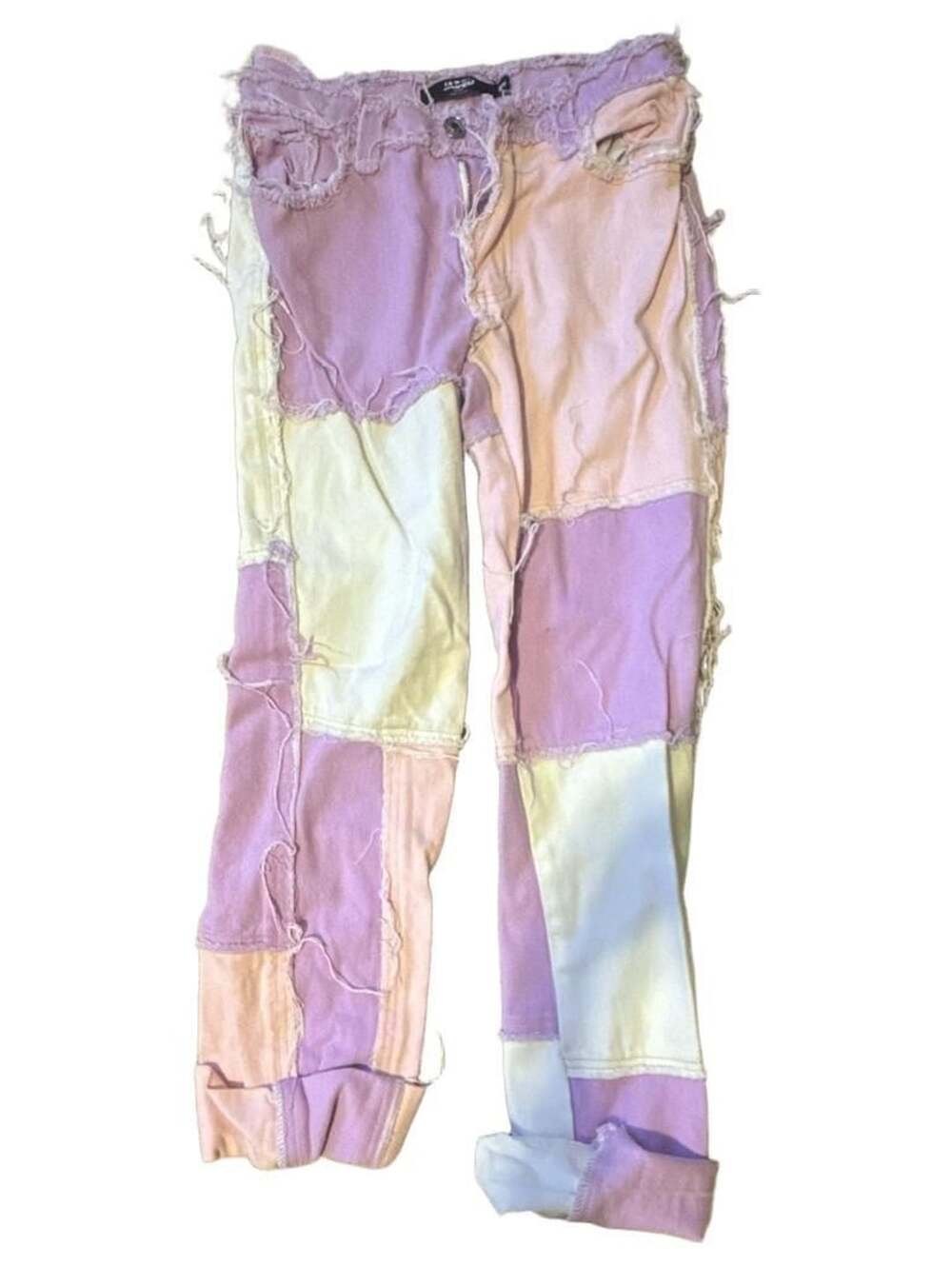 Jaded London Patchwork Boyfriend Jeans Size 25 Pink Purple - Picture 1 of 4